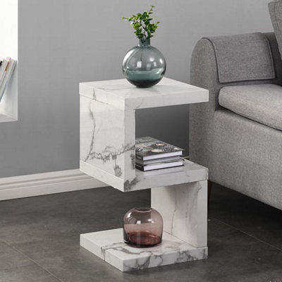 Furniture in Fashion Miami High Gloss S Shape Side Table In Diva Marble Effect - image 1
