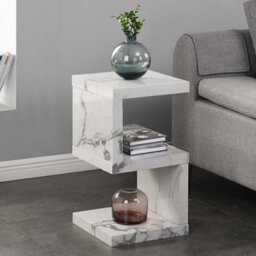 Furniture in Fashion Miami High Gloss S Shape Side Table In Diva Marble Effect - thumbnail 1