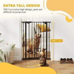 Pawhut Extra Tall Dog Gate With Cat Door Auto Close For Stairs 74-80 Cm Wide - thumbnail 8
