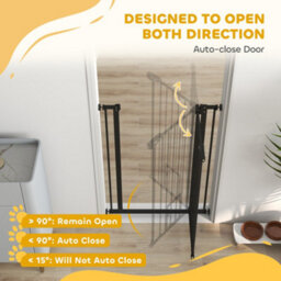 Pawhut Extra Tall Dog Gate With Cat Door Auto Close For Stairs 74-80 Cm Wide - thumbnail 5