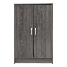 Living And Home 6 Tier Shoe Cabinet Wood Effect Double Door Shoe Stand Organizer Shoe Storage - thumbnail 3