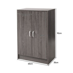 Living And Home 6 Tier Shoe Cabinet Wood Effect Double Door Shoe Stand Organizer Shoe Storage - thumbnail 6