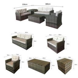 Signature Weave Holly Wicker 5 Piece 6 Seater Sofa Storage Coffee Table Brown - thumbnail 5