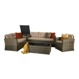 Signature Weave Holly Wicker 5 Piece 6 Seater Sofa Storage Coffee Table Brown - thumbnail 3