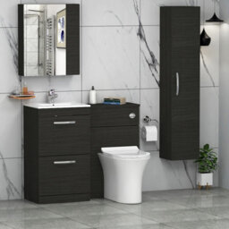 Royal Bathrooms Turin 1000mm Hale Black 2 Drawer Furniture Pack With Minimalist Basin & Slim Breeze Back To Wall Toilet - thumbnail 3