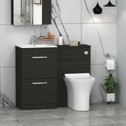 Royal Bathrooms Turin 1000mm Hale Black 2 Drawer Furniture Pack With Minimalist Basin & Slim Breeze Back To Wall Toilet - thumbnail 1