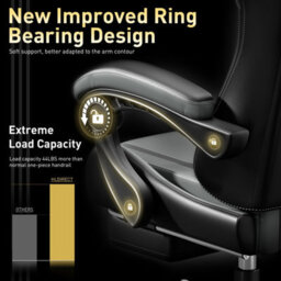 Massage Gaming Chair With Footrest, Headrest & Lumbar Support, Height Adjustable For Home, Grey Black - thumbnail 5