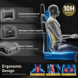 Massage Gaming Chair With Footrest, Headrest & Lumbar Support, Height Adjustable For Home, Grey Black - thumbnail 4