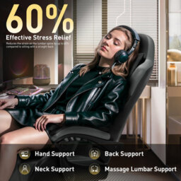 Massage Gaming Chair With Footrest, Headrest & Lumbar Support, Height Adjustable For Home, Grey Black - thumbnail 7