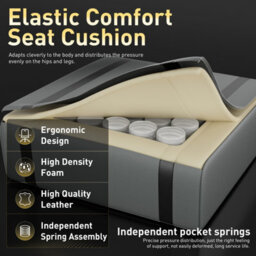 Massage Gaming Chair With Footrest, Headrest & Lumbar Support, Height Adjustable For Home, Grey Black - thumbnail 6