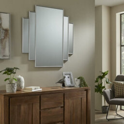 The Online Mirror Shop Wall Mirror Charleston Rectangular Shape With Silver Frame For Hanging Above A Sofa- H 90Cmxw 90Cmxd 2Cm - thumbnail 2