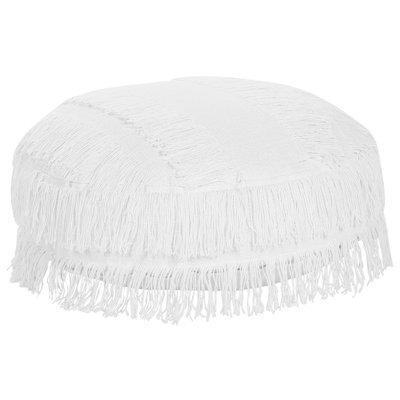 Beliani Pouffe Oulad Cotton White 50 Cm 50 Cm 20 Cm - image 1