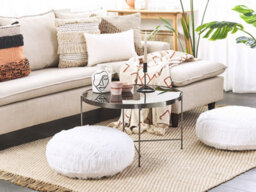 Beliani Pouffe Oulad Cotton White 50 Cm 50 Cm 20 Cm - thumbnail 2
