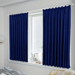Oxford Homeware Navy 230 Gsm Blackout Curtain Thermal Insulated Pencil Pleat For Window Curtain Pair (W)168Cm X (L)137Cm - thumbnail 1