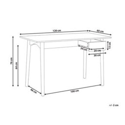 Wyld And Coco Home Desk 120 X 60 Cm White And Light Brown With Drawer Storage - Modern Home Office - thumbnail 4