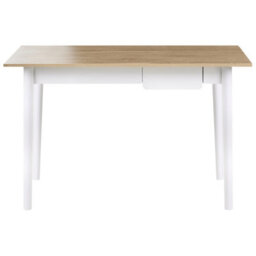 Wyld And Coco Home Desk 120 X 60 Cm White And Light Brown With Drawer Storage - Modern Home Office - thumbnail 1