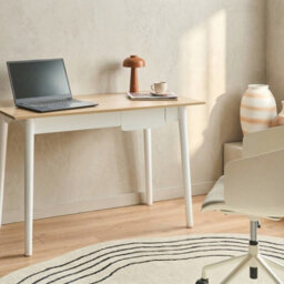 Wyld And Coco Home Desk 120 X 60 Cm White And Light Brown With Drawer Storage - Modern Home Office - thumbnail 2