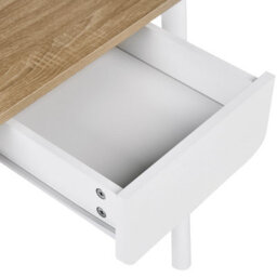 Wyld And Coco Home Desk 120 X 60 Cm White And Light Brown With Drawer Storage - Modern Home Office - thumbnail 7