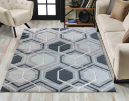 Valencia Modern Hexagon Design Carved Area Rugs Black 200X290 Cm - thumbnail 1