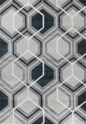 Valencia Modern Hexagon Design Carved Area Rugs Black 200X290 Cm - thumbnail 3