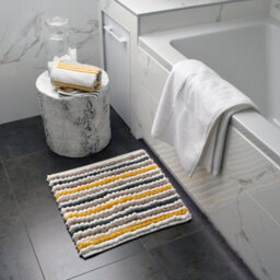 Allure Bath Fashions Striped Chunky Bobble Shower Mat - Mustard - thumbnail 2