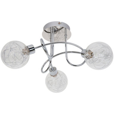 GoodHome Astraea Plate Gloss Glass & Metal Chrome 3 Lamp Led Ceiling Light - image 1