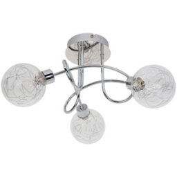 GoodHome Astraea Plate Gloss Glass & Metal Chrome 3 Lamp Led Ceiling Light