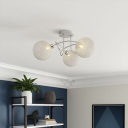 GoodHome Astraea Plate Gloss Glass & Metal Chrome 3 Lamp Led Ceiling Light - thumbnail 3