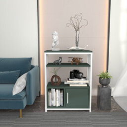Decorotika Letos Bookcase Shelving Unit Green White - thumbnail 1