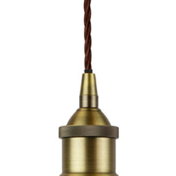 Navy Blue Small Trinity Metal Painted Dome Pendant Light With Antique Brass Lamp Holder And Black Round Cable - Se Home - thumbnail 3
