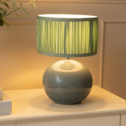 Valuelights Bosco Eucalyptus Ceramic Table Lamp With Ruched Pleated Green Fabric Drum Lamp Shade - thumbnail 2
