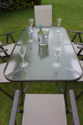 Garden Market Place Henley 6 Seater Garden Dining Set - 6 Folding Chairs And A Glass Top Table - thumbnail 3