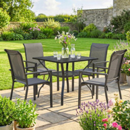 Outsunny 5 Pieces Outdoor Dining Set For 4, Patio Furniture Set, Dark Grey - thumbnail 8