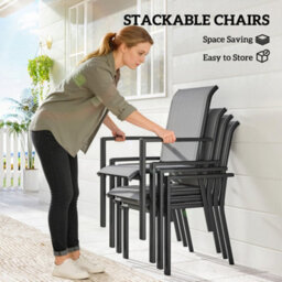 Outsunny 5 Pieces Outdoor Dining Set For 4, Patio Furniture Set, Dark Grey - thumbnail 6