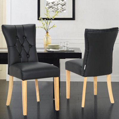 Living And Home Dining Chair Set Of 2 Black Buttoned Pu High Back Dining Chairs - image 1