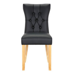 Living And Home Dining Chair Set Of 2 Black Buttoned Pu High Back Dining Chairs - thumbnail 2