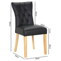 Living And Home Dining Chair Set Of 2 Black Buttoned Pu High Back Dining Chairs - thumbnail 5