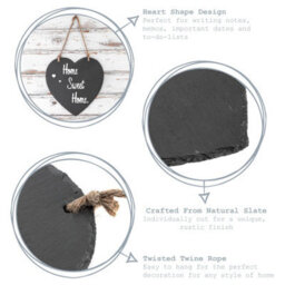 Nicola Spring Hanging Notice Board - 24.5 X 24.5Cm - Heart Shaped Wall Hanging Board Home Office Kitchen Chalkboard - thumbnail 2