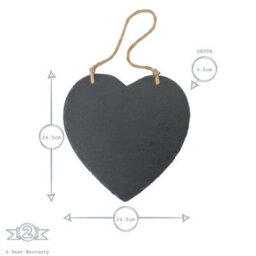 Nicola Spring Hanging Notice Board - 24.5 X 24.5Cm - Heart Shaped Wall Hanging Board Home Office Kitchen Chalkboard - thumbnail 3
