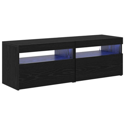 Berkfield Modern Tv Cabinets With Led Lights 2 Pcs Black Oak 60X35X40 Cm Engineered Wood - image 1