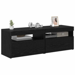 Berkfield Modern Tv Cabinets With Led Lights 2 Pcs Black Oak 60X35X40 Cm Engineered Wood - thumbnail 3