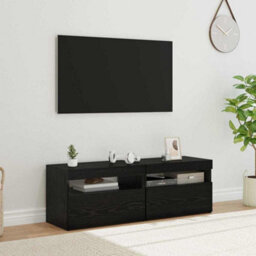 Berkfield Modern Tv Cabinets With Led Lights 2 Pcs Black Oak 60X35X40 Cm Engineered Wood - thumbnail 2