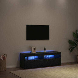 Berkfield Modern Tv Cabinets With Led Lights 2 Pcs Black Oak 60X35X40 Cm Engineered Wood - thumbnail 7