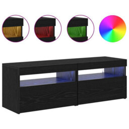 Berkfield Modern Tv Cabinets With Led Lights 2 Pcs Black Oak 60X35X40 Cm Engineered Wood - thumbnail 4