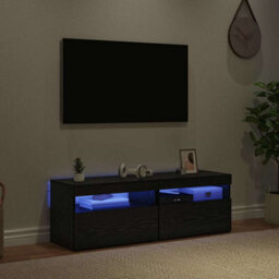 Berkfield Modern Tv Cabinets With Led Lights 2 Pcs Black Oak 60X35X40 Cm Engineered Wood - thumbnail 5