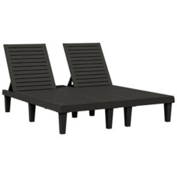 Berkfield Double Sun Lounger Black 155X138X83 Cm Polypropylene - thumbnail 2