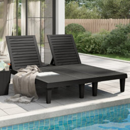 Berkfield Double Sun Lounger Black 155X138X83 Cm Polypropylene - thumbnail 1