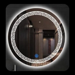 Deenz Round Zig Zag Bathroom Led Mirror Lights Illuminated Demister Pad Antifog Touch Home Decor Luxury 60X60 Cm