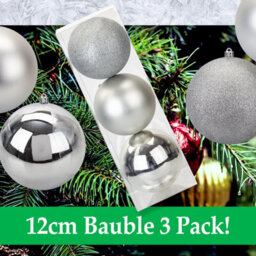 Silver Colour Christmas Baubles Pack Of 3- 12Cm - thumbnail 6