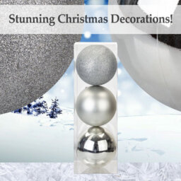 Silver Colour Christmas Baubles Pack Of 3- 12Cm - thumbnail 3